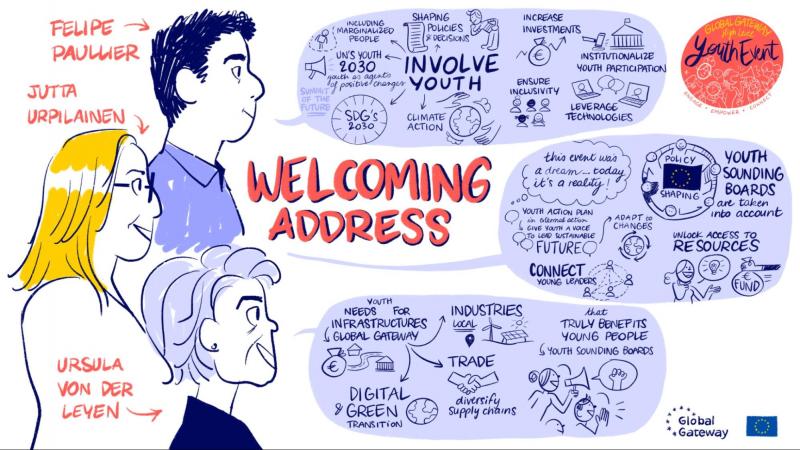 A cartoon showcasing the welcoming speech 