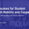 A background image of the participants attending the Civil Society Summit, with a dark blue gradient layer on top, on which there is the title "ESN Advocates for Student and Youth Mobility and Cooperation. The 1st Eastern Partnership Civil Society Summit.19-21 November, 2024. Vienna, Austria