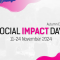 A graphic with light background and blue, magenta, and orange elements. The text says: "Social Impact Days Autumn Edition; 11-24 November 2024".
