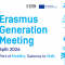 A visual stating the Erasmus Generation Meeting, Split 2026, Port of Mobility, Gateway to Skills