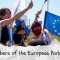 A picture of young people with flags and an EU flag with text: "Dear Members of the European Parliament..."