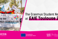 A group of volunteers holding the ¨We are the Erasmus Generation" banner