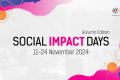 A graphic with light background and blue, magenta, and orange elements. The text says: "Social Impact Days Autumn Edition; 11-24 November 2024".