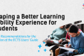 A picture of a person writing on a piece of paper and text: "Shaping a Better Learning Mobility Experience for Students: ESN’s Recommendations for the Revision of the ECTS Users’ Guide".